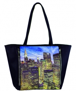 Large Tote Womens New York Magazine Purse Handbag A81053 -4 BLUE